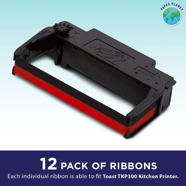 Alt view image 2 of 7 - Red & Black Ink Ribbon for Toast TKP300 Kitchen Printer 12 Pack Ink Printer Ribbons, Compatible with Toast Kitchen Printer, Fits TKP300 SNBC BTP-M300