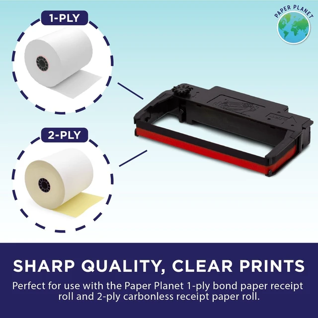 Alt view image 4 of 7 - Red & Black Ink Ribbon for Toast TKP300 Kitchen Printer 12 Pack Ink Printer Ribbons, Compatible with Toast Kitchen Printer, Fits TKP300 SNBC BTP-M300