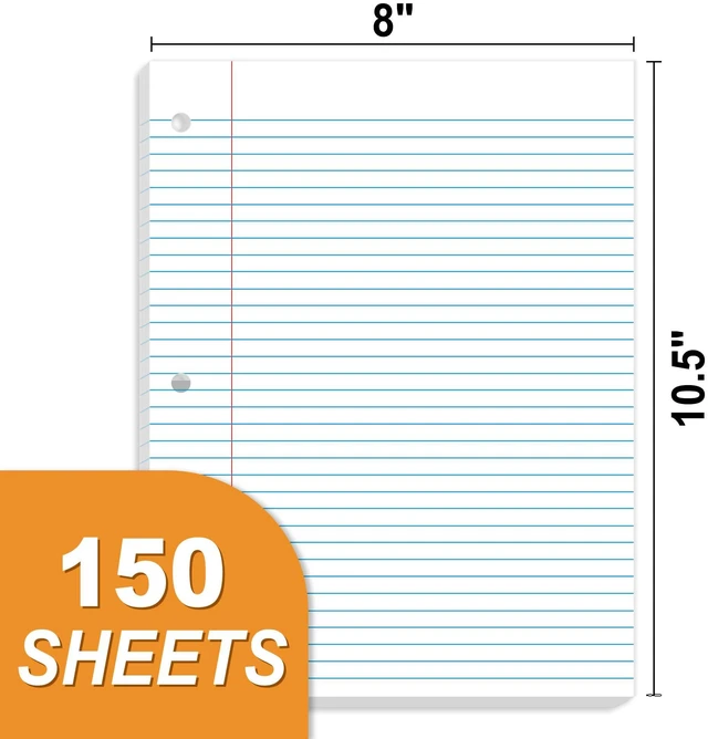Alt view image 2 of 7 - Loose Leaf Paper, 450 Sheets, 3 Pack College Ruled Paper, 8 x 10-1/2 Inch Filler Paper, 3 Hole Punch Binder Paper, Loose Leaf Notebook Paper, 150 Sheets/Pack