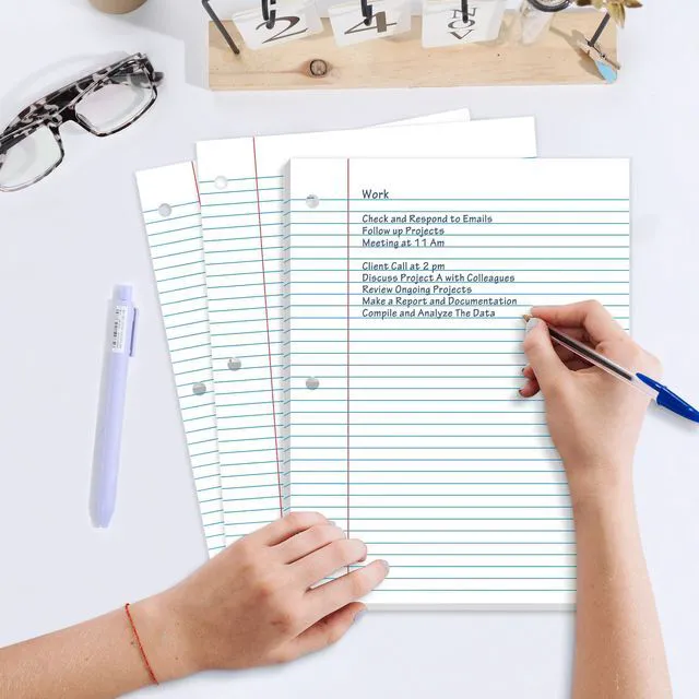 Alt view image 6 of 7 - Loose Leaf Paper, 450 Sheets, 3 Pack College Ruled Paper, 8 x 10-1/2 Inch Filler Paper, 3 Hole Punch Binder Paper, Loose Leaf Notebook Paper, 150 Sheets/Pack