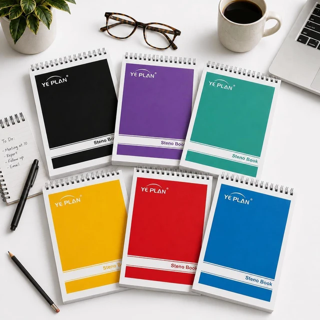 Alt view image 4 of 7 - Steno Pads Spiral Notebook 6x9 12 Pack, Top Spiral Notebook with Gregg Ruled White Paper, Notebooks & Writing Pads for School, College, Work, Office, Home, 60 Sheets, 6 Assorted Colors