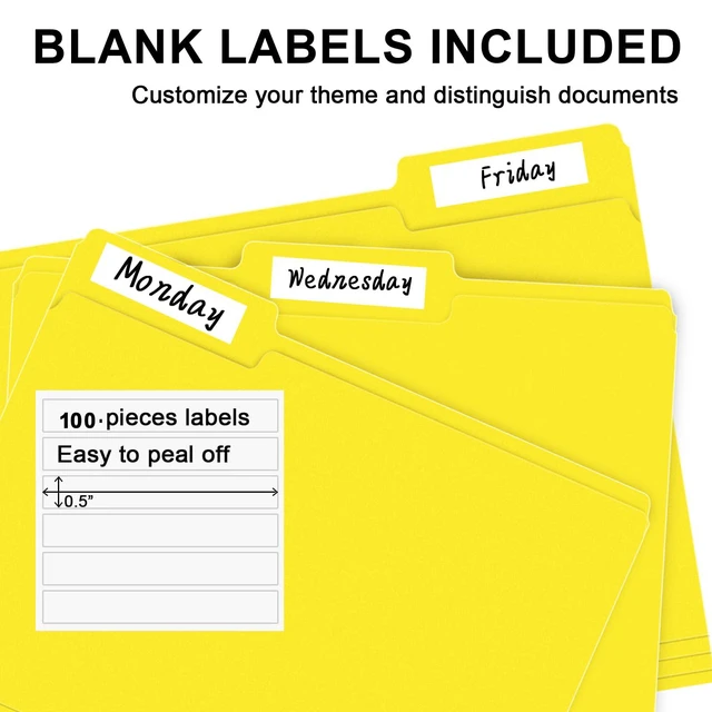 Alt view image 4 of 7 - File Folders, 100-Pack, 1/3 Cut, Letter Size, Yellow, Great for Organizing and Easy File Storage