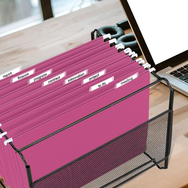 Alt view image 7 of 7 - Hanging File Folders, 30 Pack Reinforced Letter Size Hanging Folders, Designed for Bulky Files, Filing Cabinet, 1/5-Cut Adjustable Tabs (Pink)