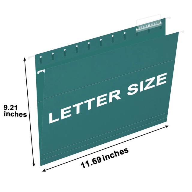 Alt view image 2 of 7 - Hanging File Folders, 30 Pack Reinforced Letter Size Hanging Folders, Designed for Bulky Files, Filing Cabinet, 1/5-Cut Adjustable Tabs (Teal)