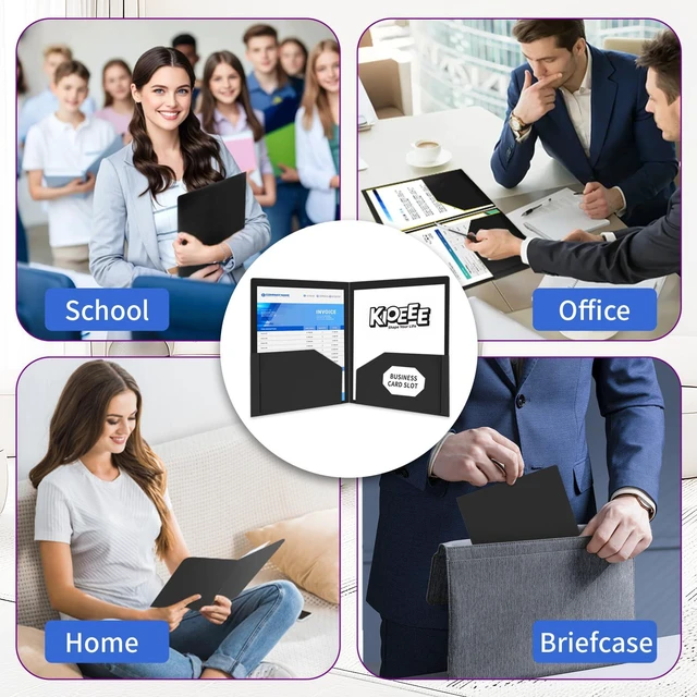 Alt view image 7 of 7 - Plastic Folders with Pockets (96 Pack).Bulk Heavy Duty Plastic Folders with 2 Pocket and Business Card Slot. Fit Letter Size Paper, Black for School