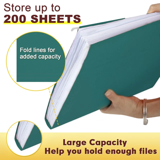 Alt view image 6 of 7 - Hanging File Folders, 30 Pack Reinforced Letter Size Hanging Folders, Designed for Bulky Files, Filing Cabinet, 1/5-Cut Adjustable Tabs (Teal)