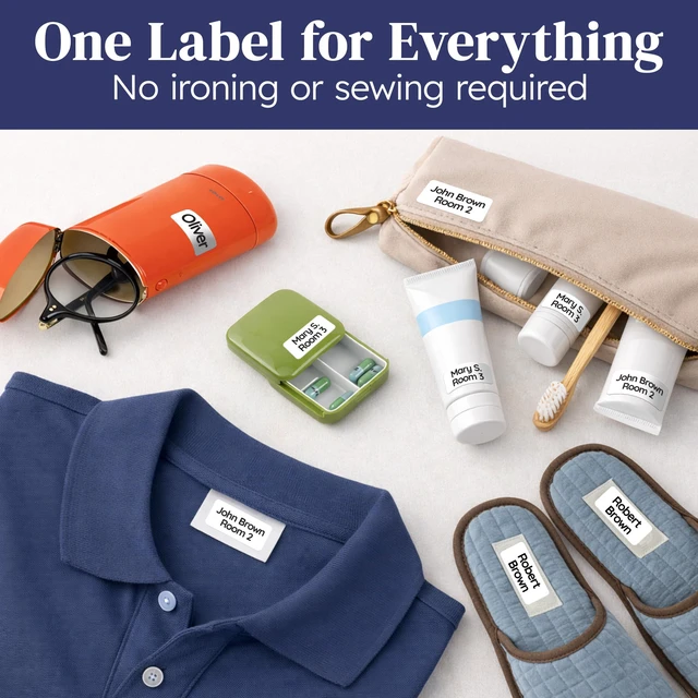 Alt view image 4 of 7 - Clothing Labels for Nursing Home (140), No-Iron, Washable & Personalized Name Tags for Clothes, Items and Nursing Home Supplies (1.2 x 0.5) - White