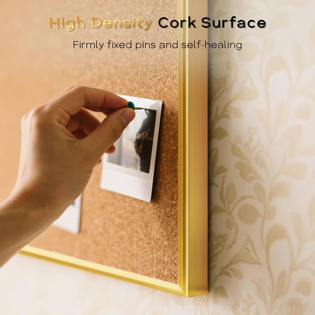 Alt view image 4 of 7 - Magnetic Dry Erase White Board & Cork Board Combo, 36"x24", Wall Mounted Gold Aluminum Frame, Dry Erase Board and Cork Bulletin Board, Vision Board, for Home Office, School, Kitchen