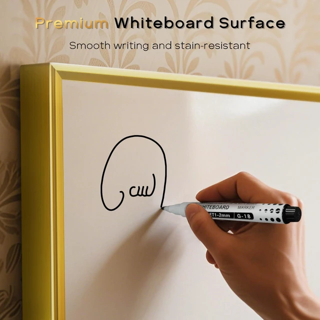 Alt view image 3 of 7 - Magnetic Dry Erase White Board & Cork Board Combo, 36"x24", Wall Mounted Gold Aluminum Frame, Dry Erase Board and Cork Bulletin Board, Vision Board, for Home Office, School, Kitchen