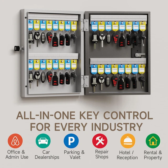 Alt view image 7 of 7 - 32 Key Lock Box Smart Key Organier Cabinet with Keypad & App for Office Wall Mounted Lockbox use App, Custom & One Time Password, WiFi (Need W100 Bridge) Unlock for School, Office, Fleet, Hotel