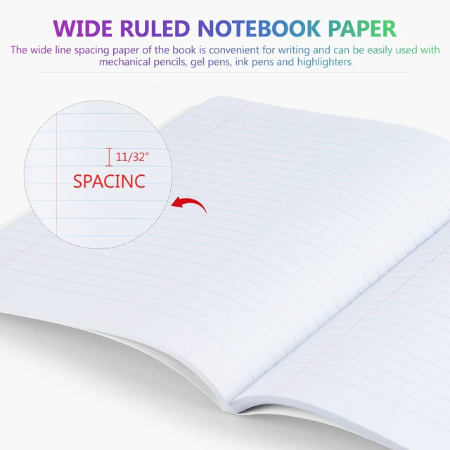 Alt view image 4 of 7 - Composition Notebooks 4 pack, Wide Ruled Notebook Paper, 9 3/4" x 7 1/2", 80 Sheets/160 Pages, Aesthetic Marble Composition Notebook for School & Office Supplies (4, Assorted Colors)