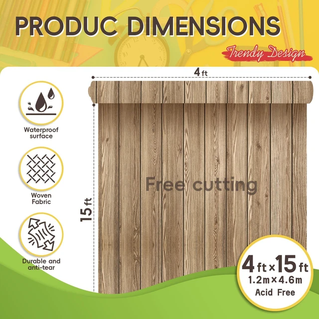 Alt view image 2 of 4 - 4x15ft Wooden Plank Bulletin Board Fabric Roll, Wall Decor No pinholes, sound-absorbing, flexible DIY sizing, office culture wall, home message center, creative mood board