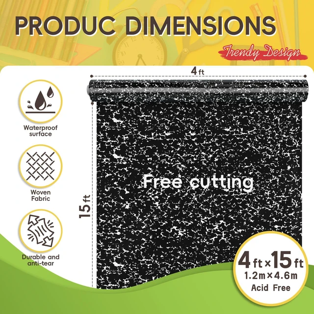 Alt view image 2 of 4 - 4x15ft Black Composition Bulletin Board Roll for Classroom & Office Flawless self-healing fibershides unsightly pinholestough tear-resistant polyesterreduces ambient noisefor home DIY