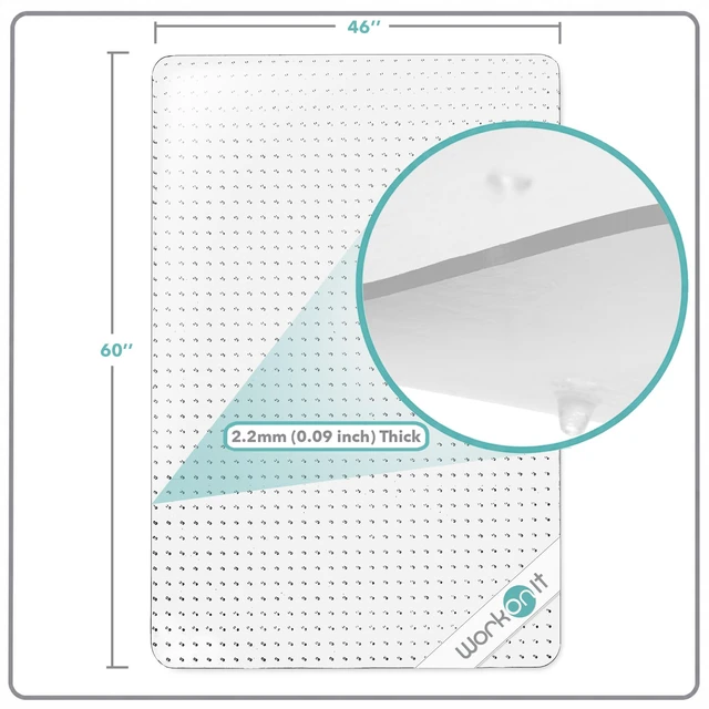 Alt view image 3 of 7 - Office Chair Mat, 46" x 60" Clear Desk Chair Floor Mat for Low Pile Carpet, Heavy Duty Non-Slip Thick Floor Protector for Home and Office