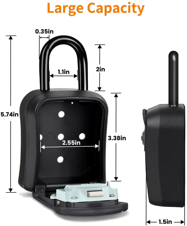 Alt view image 3 of 7 - Portable Key Lock Box,Key Holder Safe Security Lock Box for Indoor, Outdoor, Garage, Garden, Store (4 Pack, Black)