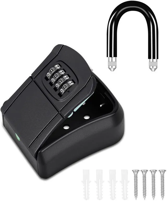 Alt view image 7 of 7 - Portable Key Lock Box,Key Holder Safe Security Lock Box for Indoor, Outdoor, Garage, Garden, Store (4 Pack, Black)