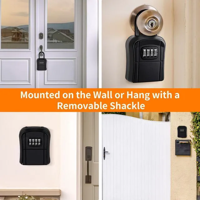 Alt view image 6 of 7 - Portable Key Lock Box,Key Holder Safe Security Lock Box for Indoor, Outdoor, Garage, Garden, Store (4 Pack, Black)