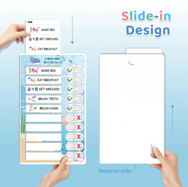 Alt view image 5 of 7 - 3 in 1 Bedtime/Morning/Weekly Routine Chart for Kids, Magnetic Chore Chart for Toddlers, Visual Schedule for Kids Toddlers Schedule Board for Home