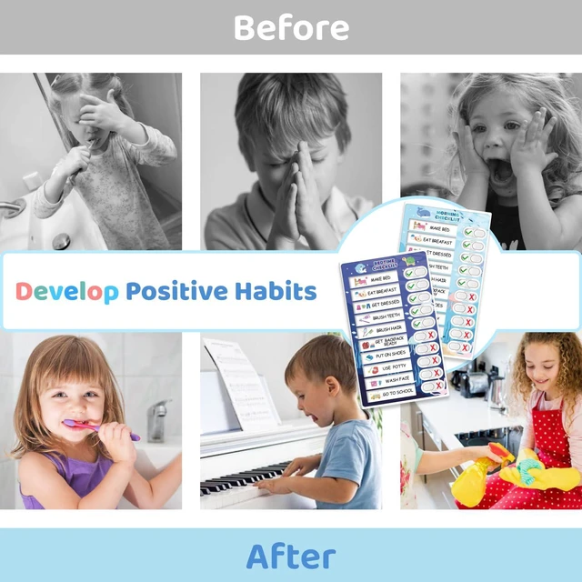 Alt view image 7 of 7 - 3 in 1 Bedtime/Morning/Weekly Routine Chart for Kids, Magnetic Chore Chart for Toddlers, Visual Schedule for Kids Toddlers Schedule Board for Home