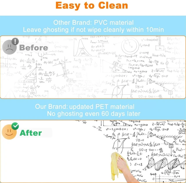 Alt view image 2 of 7 - Whiteboard Wallpaper, Whiteboard Contact Paper, White Board Sticker, Stain-Proof, Super Sticky Peel and Stick Dry Erase Roll for School/Office/Home, 1.45x11ft (2)
