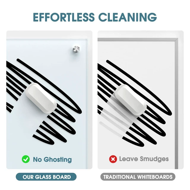 Alt view image 2 of 7 - 36" x 24" Glass Whiteboard Wall Mounted for Office Home Classroom Magnetic Glass Dry Erase Board, Tempered Glass, Steel Backed, Non-Porous Surface, Frameless Design, Hardware Included