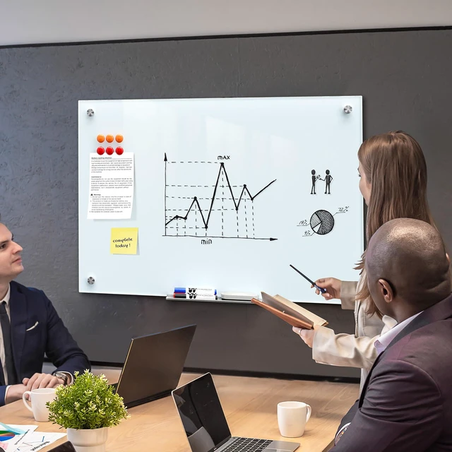 Alt view image 4 of 7 - 36" x 24" Glass Whiteboard Wall Mounted for Office Home Classroom Magnetic Glass Dry Erase Board, Tempered Glass, Steel Backed, Non-Porous Surface, Frameless Design, Hardware Included