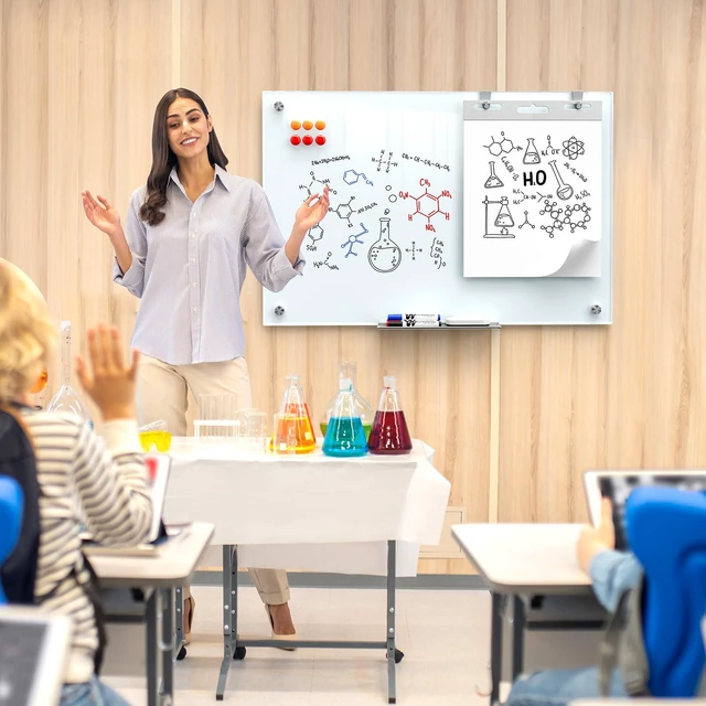 Alt view image 7 of 7 - 36" x 24" Glass Whiteboard Wall Mounted for Office Home Classroom Magnetic Glass Dry Erase Board, Tempered Glass, Steel Backed, Non-Porous Surface, Frameless Design, Hardware Included