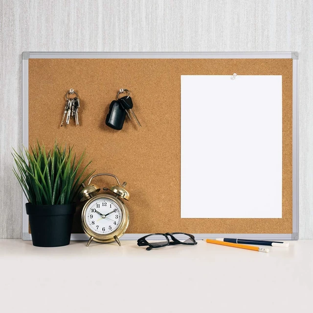 Alt view image 2 of 7 - 2-Pack Cork Board Bulletin Board 20 x 30 Inches, Silver Aluminium Framed Corkboard, Office Board for Wall Cork, Large Wall Mounted Notice Pin Board with 32 Pins