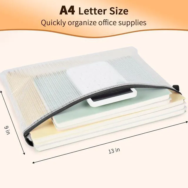 Alt view image 2 of 7 - 32 Pack A4 Mesh Zipper Pouch Bulk for Office Receipt & Puzzle Bulk Stroage, Waterproof Clear PVC Zipper Bags for Classroom Supplies, Puzzles, Receipts and Office Sorting