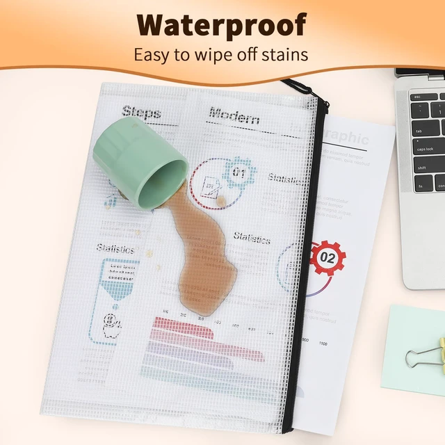 Alt view image 4 of 7 - 32 Pack A4 Mesh Zipper Pouch Bulk for Office Receipt & Puzzle Bulk Stroage, Waterproof Clear PVC Zipper Bags for Classroom Supplies, Puzzles, Receipts and Office Sorting