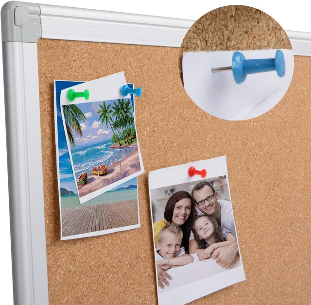 Alt view image 5 of 7 - 2-Pack Cork Board Bulletin Board 20 x 30 Inches, Silver Aluminium Framed Corkboard, Office Board for Wall Cork, Large Wall Mounted Notice Pin Board with 32 Pins