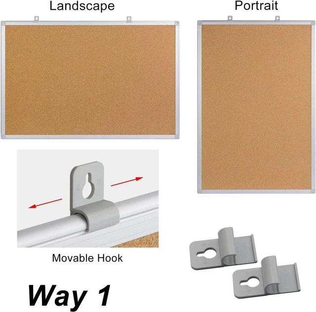Alt view image 6 of 7 - 2-Pack Cork Board Bulletin Board 20 x 30 Inches, Silver Aluminium Framed Corkboard, Office Board for Wall Cork, Large Wall Mounted Notice Pin Board with 32 Pins
