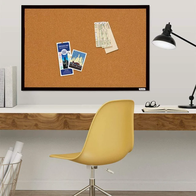 Alt view image 2 of 5 - Cork Bulletin Board, Framed Corkboard, 2' x 3', Black Frame, Message Board, Vision Board (MWDB2436-BK)