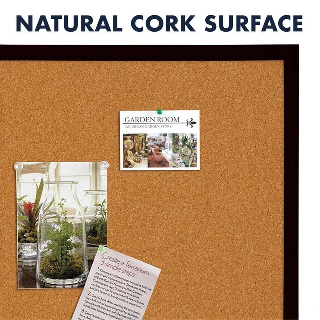 Alt view image 3 of 5 - Cork Bulletin Board, Framed Corkboard, 2' x 3', Black Frame, Message Board, Vision Board (MWDB2436-BK)