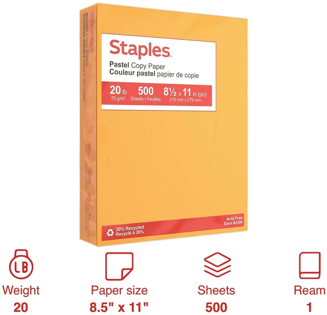Alt view image 2 of 5 - Pastel Colored Copy Paper 8 1/2-Inch x 11-Inch Goldenrod Ream, For Office, School & Home Colored multipurpose paper for office, school & home printing and projects