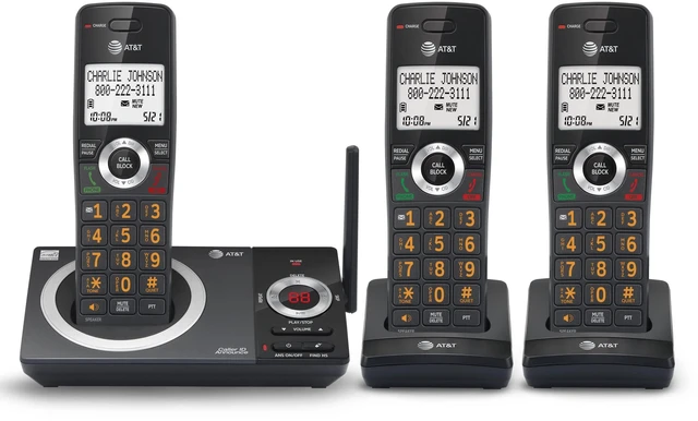 Main image of CL82319 DECT 6.0 3-Handset Cordless Phone for Home with Answering Machine, Call Blocking, Caller ID Announcer, Intercom and Long Range, Black