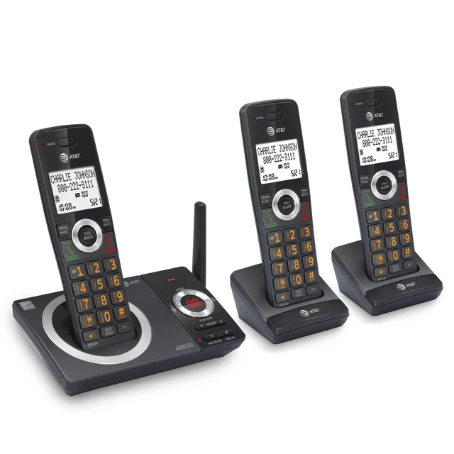 Alt view image 2 of 7 - CL82319 DECT 6.0 3-Handset Cordless Phone for Home with Answering Machine, Call Blocking, Caller ID Announcer, Intercom and Long Range, Black