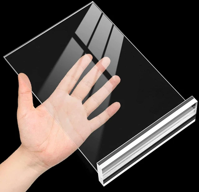 Alt view image 2 of 6 - Acrylic Sign Holder 8.5x11 Inches 3 Pack T Shape Desktop Display Stand Vertical Double Sided Clear Table Menu Flyer Holder for Restaurants, Office, Shop, Wedding