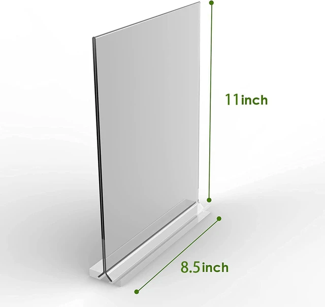 Alt view image 3 of 6 - Acrylic Sign Holder 8.5x11 Inches 3 Pack T Shape Desktop Display Stand Vertical Double Sided Clear Table Menu Flyer Holder for Restaurants, Office, Shop, Wedding