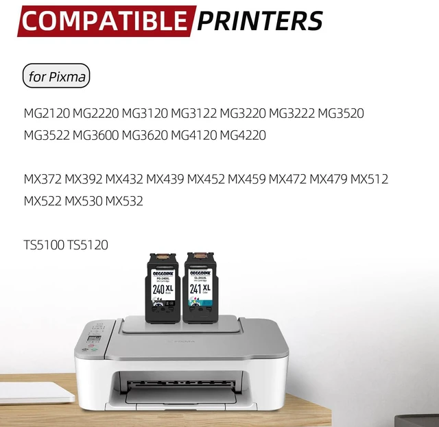 Alt view image 2 of 7 - 240XL 241XL Ink Cartridges Compatible for Canon 240XL 241XL Combo Pack High Yield Compatible for Canon Ink 240 241 fit for PIXMA MG3620 MG3600 MG3520 TS5120 MG2120 MX472 MX452 Printer(2 PACK)