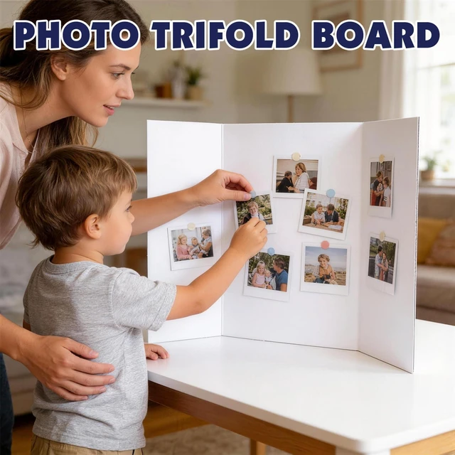 Alt view image 5 of 7 - 30 Pack White Trifold Poster Board, 16in x 24in Corrugated Project Board Presentation Board, Trifold Display Board for School Project, Business Presentation, Science Fairs, Event Display