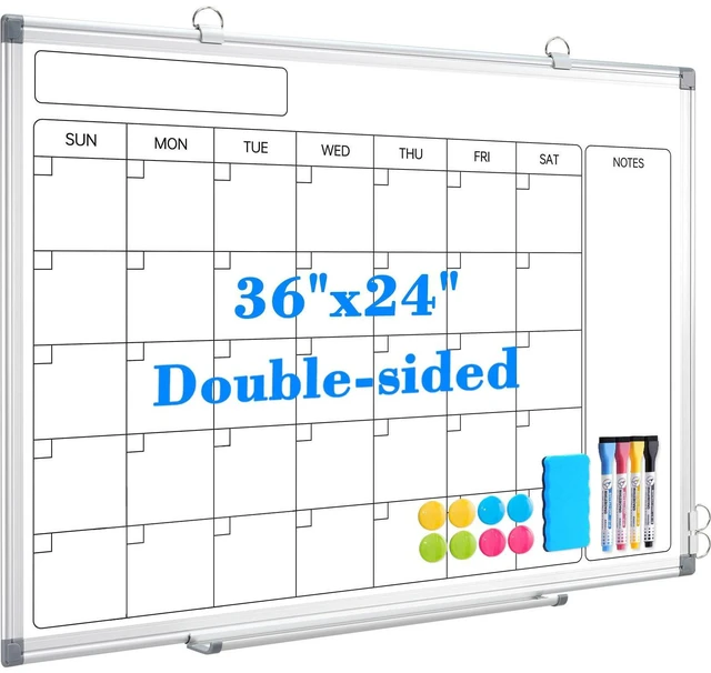 Main image of Whiteboard Calendar 36x24 Magnetic Dry Erase Board for Wall Monthly Magnetic Calendar, 11-Layer, Wall Mount Hanging, Office Home School, Easy Clean Aluminum Frame, Full Accessories