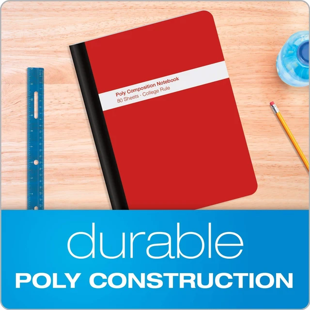 Alt view image 2 of 7 - Poly Composition Notebook 4 Count, College Ruled Paper, 9-3/4 x 7-1/2 Inches, 80 Sheets, Assorted Colors: Blue, Green, Purple, Red (64958) (Pack of 6)