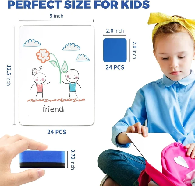 Alt view image 2 of 7 - 24 Pack Dry Erase Board,9"x12" Double-Sided White Board with 24 Erasers Student White Boards for Classroom,Portable & Reusable Small White Lapboards Bulk for Homeschool/Teacher,School Supplies