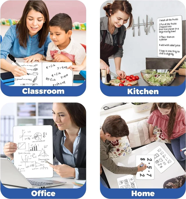 Alt view image 5 of 7 - 24 Pack Dry Erase Board,9"x12" Double-Sided White Board with 24 Erasers Student White Boards for Classroom,Portable & Reusable Small White Lapboards Bulk for Homeschool/Teacher,School Supplies