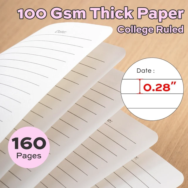 Alt view image 4 of 7 - 6 Pack Lined Spiral Journal Notebook, 160 Pages, A5 (5.5"x8") Hardcover Writing Notebook, College Ruled Spiral Bound Journal for Women & Men - Perfect for Work, School, Office & Note Taking