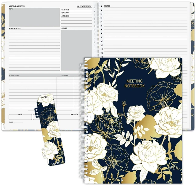 Main image of Half Meeting Half Note - 8.5"x11" Professional Notebooks for Work - 160 Pages, A4 Size Project Planner, Spiral Meeting Agenda/Minutes Organizer for Women Men, Note Taking, Office & Business