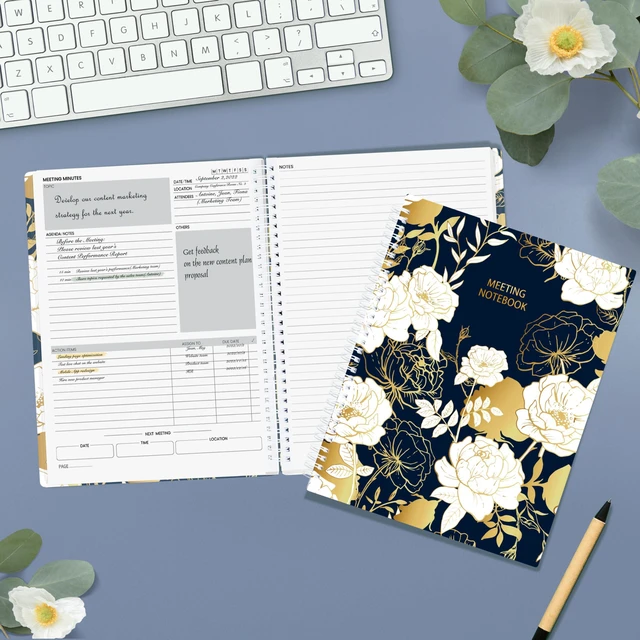 Alt view image 5 of 6 - Half Meeting Half Note - 8.5"x11" Professional Notebooks for Work - 160 Pages, A4 Size Project Planner, Spiral Meeting Agenda/Minutes Organizer for Women Men, Note Taking, Office & Business