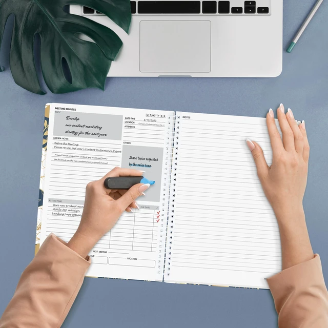 Alt view image 6 of 6 - Half Meeting Half Note - 8.5"x11" Professional Notebooks for Work - 160 Pages, A4 Size Project Planner, Spiral Meeting Agenda/Minutes Organizer for Women Men, Note Taking, Office & Business