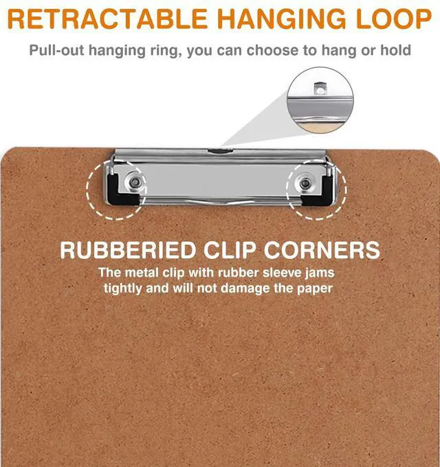 Alt view image 3 of 7 - Clipboards, 25 Pack Hardboard Office Clipboards Low Profile Clip Standard A4 Letter Size, ECO Friendly